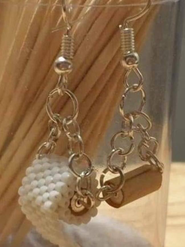 Toilet paper earrings by Venny Xanthopoulos have become a hot seller. Picture: Supplied.