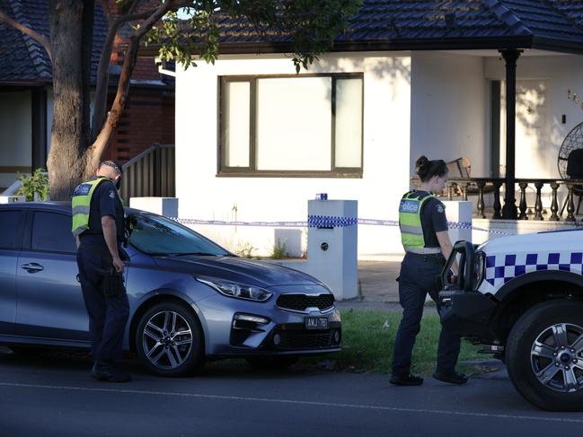 Police at the scene on Wednesday. Picture: David Crosling