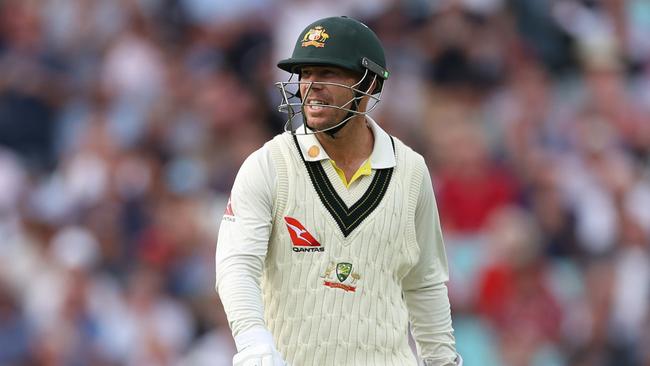 David Warner walks off after being dismissed. (Photo by Ryan Pierse/Getty Images)