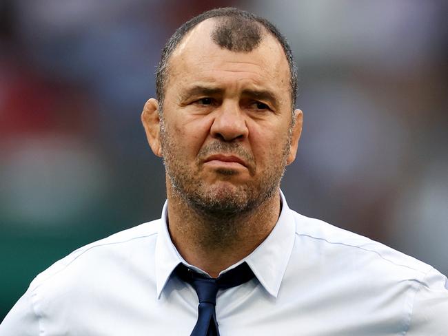 MARSEILLE, FRANCE - OCTOBER 14: Michael Cheika, Head Coach of Argentina, looks on during the warm up prior to the Rugby World Cup France 2023 Quarter Final match between Wales and Argentina at Stade Velodrome on October 14, 2023 in Marseille, France. (Photo by Cameron Spencer/Getty Images)