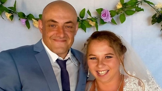 Roland and Kylie Griffiths on their wedding day in December 2021.