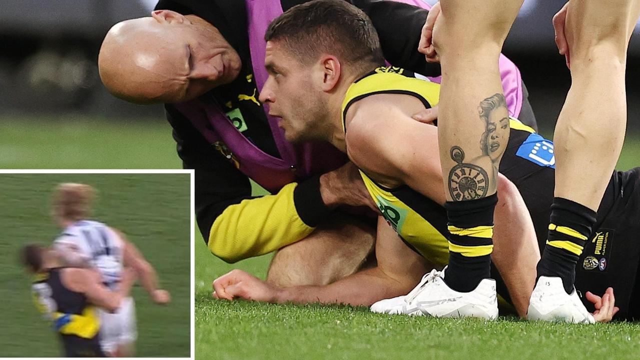 Dion Prestia was concussed in the bump which has Tom Stewart facing suspension.