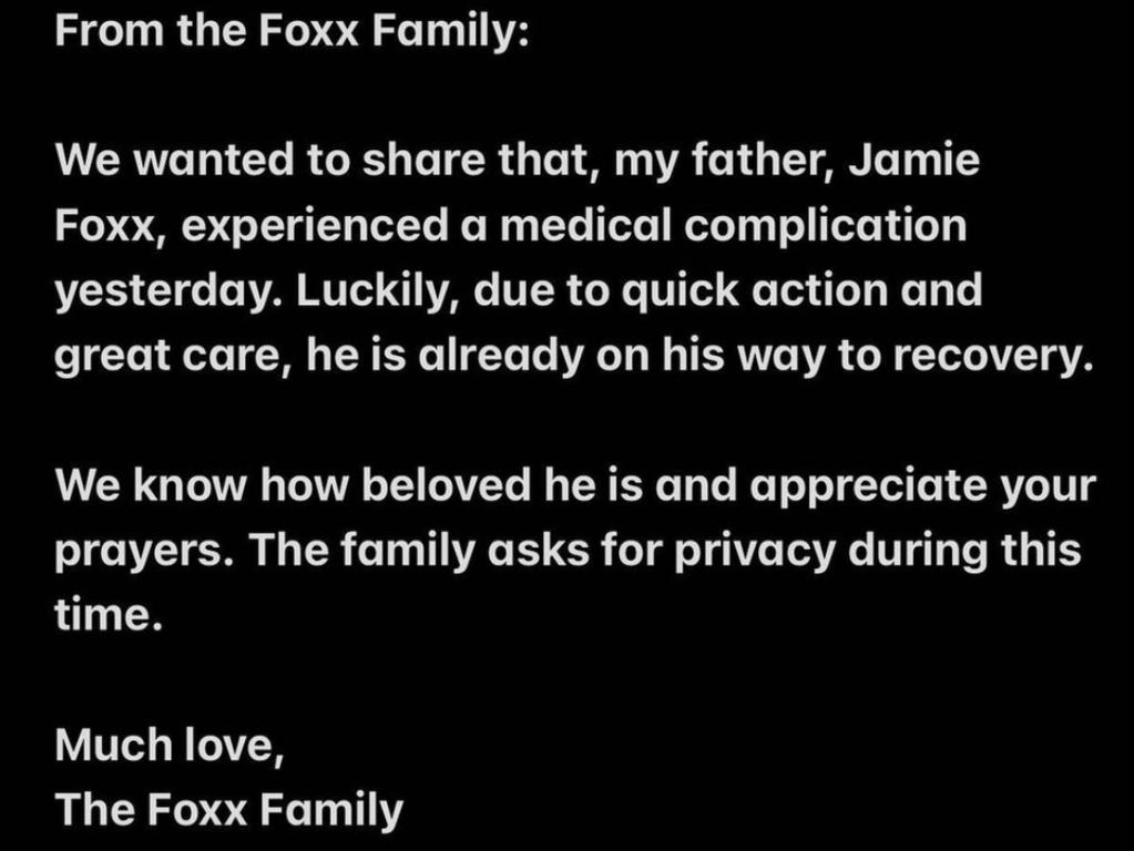 His family released a statement.