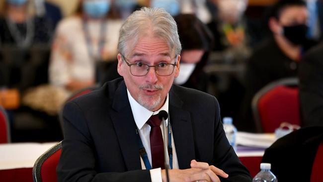 Mr Shaun Drummond at the Economics and Governance Committee estimates hearing at Queensland Parliament House in Brisbane. Picture: NCA NewsWire / John Gass