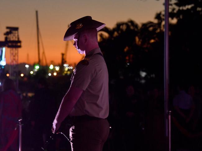Anzac Day 2025. Dawn service Anzac Park Townsville. Member of the catafalque party. Picture: Evan Morgan
