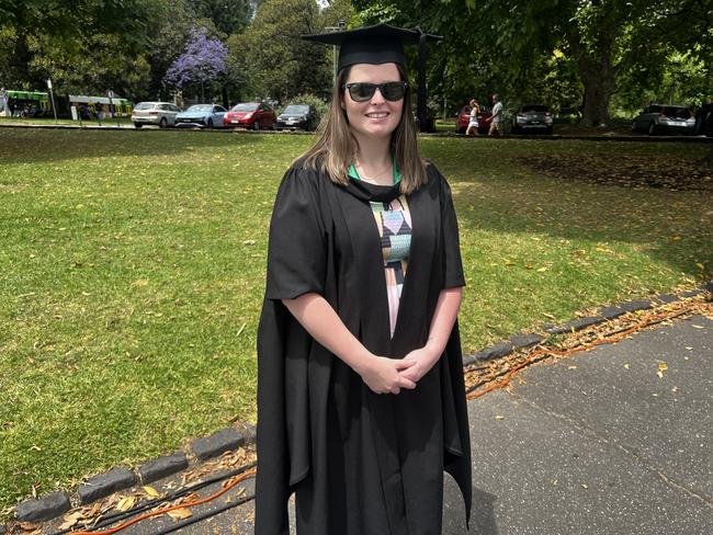 Shae Williams (Master of Education in Evidence Based Teaching) at the University of Melbourne graduations held at the Royal Exhibition Building on Saturday, December 14, 2024. Picture: Jack Colantuono