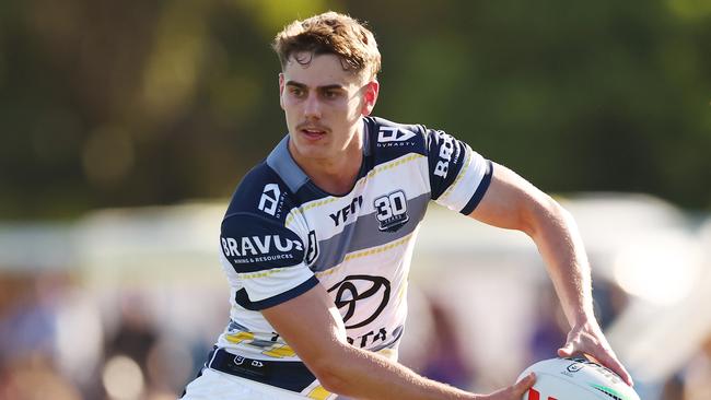 Tom Duffy during the 2025 NRL Pre-Season Challenge match between Melbourne Storm and North Queensland Cowboys on February 23, 2025 in Melbourne, Australia. (Photo by Morgan Hancock/Getty Images)