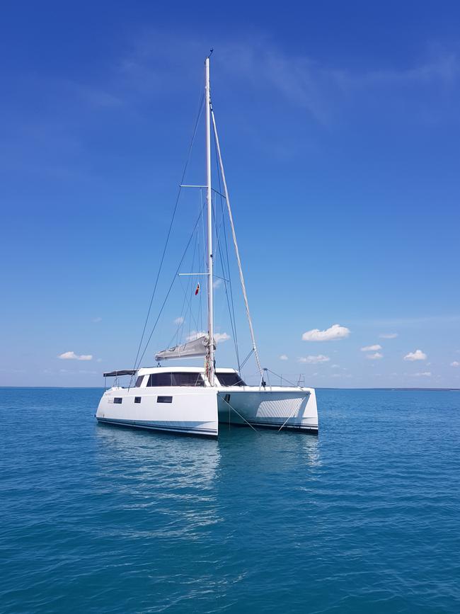 Fugitive Owen Van Duren pleaded guilty in 2019 to the unlawful use of this luxury catamaran Picture: Australian Federal Police