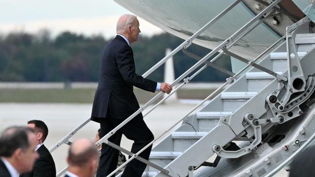 US President Joe Biden boards Air Force One at Joint Base Andrews in Maryland, enroute to Israel. Picture: AFP