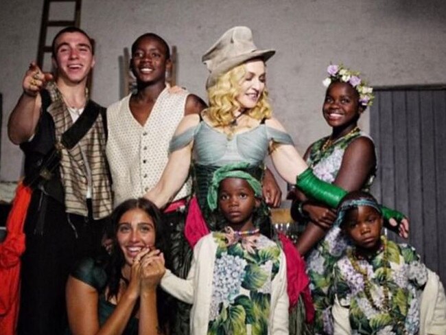 Madonna with her six children, Rocco, David, Lourdes, Mercy and twins Stella and Esther.