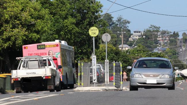 The pedestrian crossing on busy Pickering St, Enoggera, where a student was struck last week.