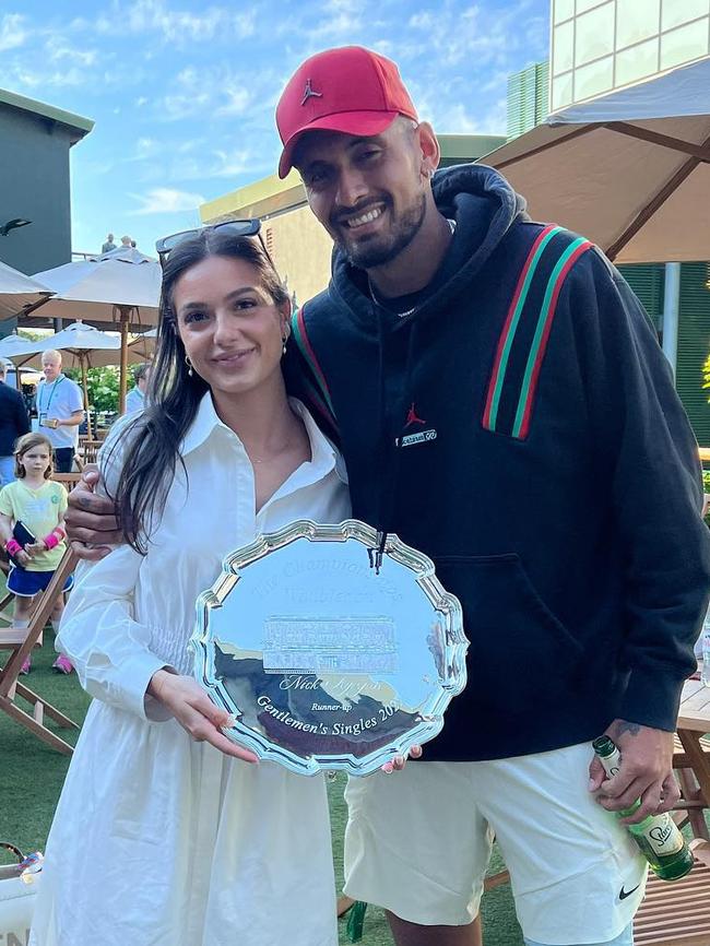 Kyrgios and girlfriend Costeen Hatzi.