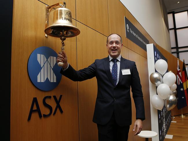 30/06/2020. Vodafone CEO Inaki Bettoeta ringing the ASX bell, signalling Vodafones' $15bn merger with TPG. Jane Dempster/The Australian.