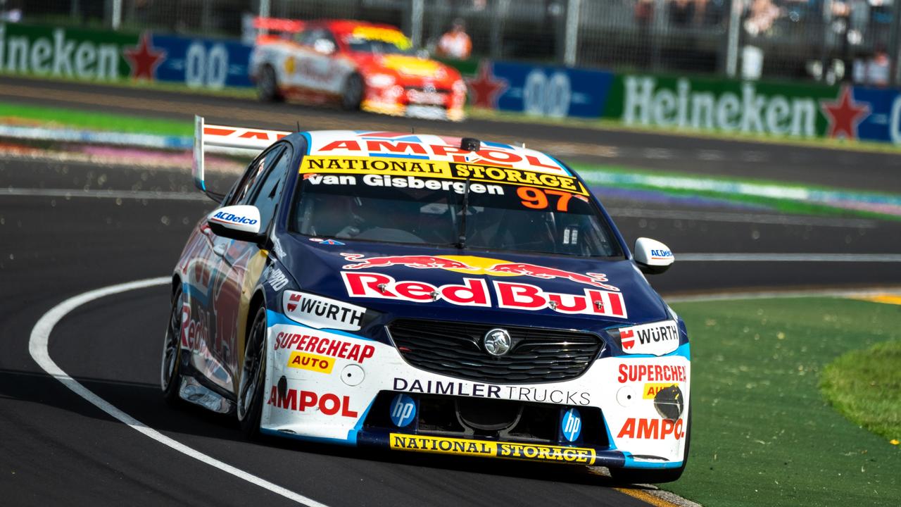 Shane van Gisbergen had some tyre dramas on the race’s penultimate lap. Picture: Getty