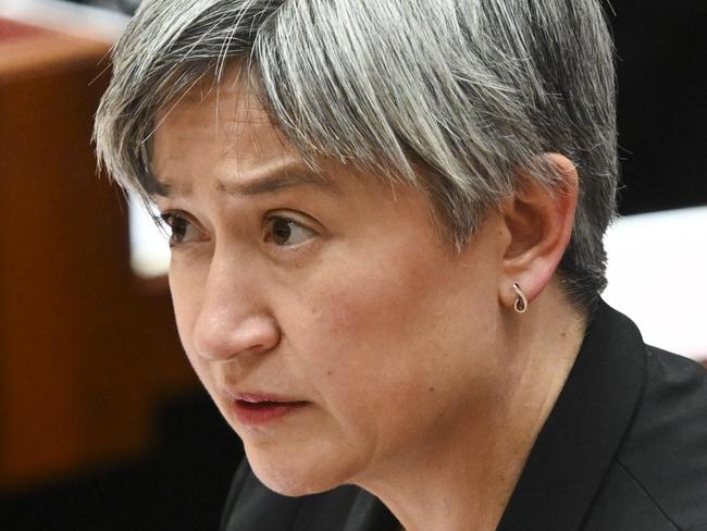 CANBERRA, AUSTRALIA, NewsWire Photos. OCTOBER 16, 2023: Senator Penny Wong during Question time in the Senate at Parliament House in Canberra. Picture: NCA NewsWire / Martin Ollman