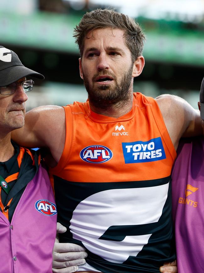 Ward was emotional as he came from the ground. (Photo by Michael Willson/AFL Photos via Getty Images)