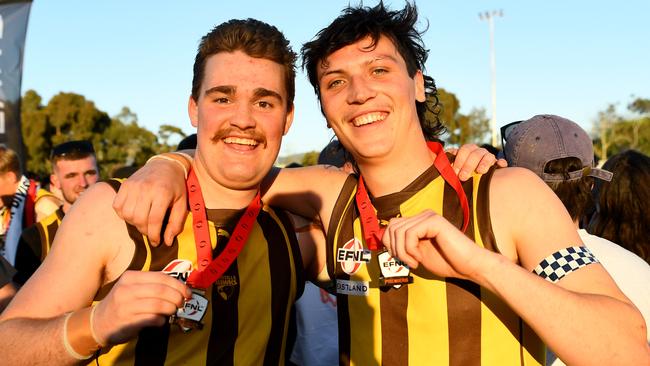 Rowville celebrate after winning the flag. (Photo by Josh Chadwick)