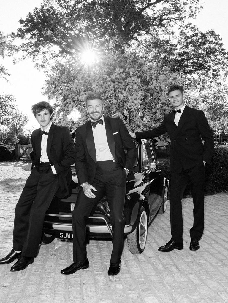 David Beckham's son Brooklyn was conspicuously absent but Romeo and Cruz were both there.