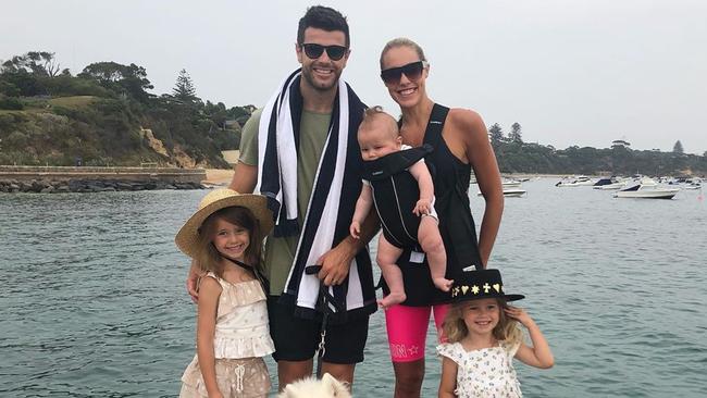 Trent Cotchin with his wife Brooke and their three children