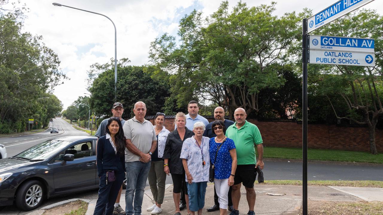 Jo Hunter, Garry Hunter, Pierre Esber, Elizabeth Karoutzos, Fiona and Elspeth Steele, Kathy Saad, Lee Malkoun, Steven Mowad and Joe El-Sabbagh are fighting to keep Gollan Ave open. Picture: Monique Harmer