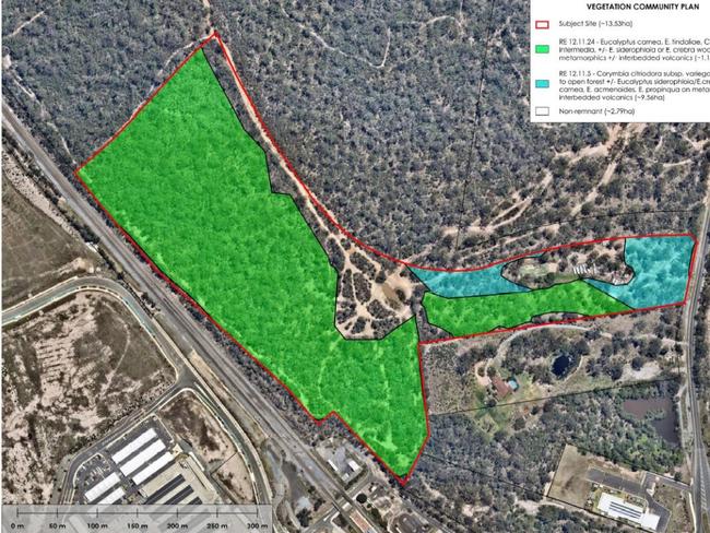 Mapping show vegetation at the planned new Coomera hospital and health precinct in the north of the Gold Coast.