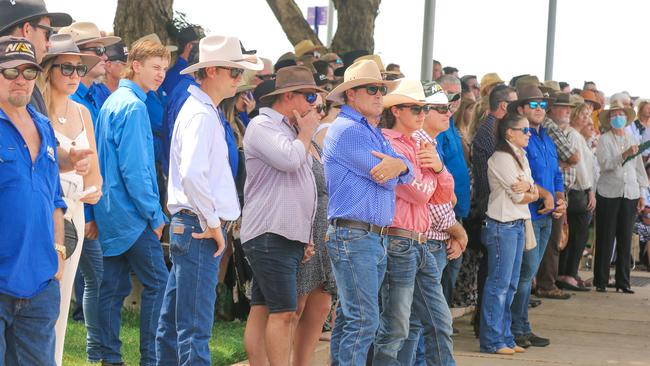 Mourners gather at the funeral for local Civil Engineer and TV Star Chris ’Willow’ Wilson at the Darwin Convention centre. Picture: Glenn Campbell