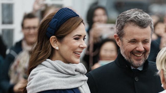 King Frederik X of Denmark and Queen Mary of Denmark (L) welcome Iceland's President Halla Tomasdottir (2R) and spouse Bjorn Skulason at Toldboden in Copenhagen, Denmark on October 8, 2024. The Icelandic state visit is the first incoming state visit for the royal couple and the first outgoing state visit for the newly elected Icelandic president. (Photo by Thomas Traasdahl / Ritzau Scanpix / AFP) / Denmark OUT