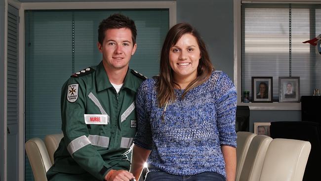  L-R Brent Cashion of St John Ambulance with Caitlyn Smart. Caitlyn Smart 19 of Howrah suffered an adverse reaction to prescr...