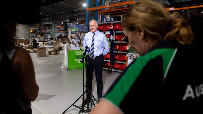 National Critical Care and Trauma Response Centre executive director Prof Len Notaras speaks to the media about the decision to transition AUSMAT out of the Howard Springs quarantine facility. Photograph: Che Chorley