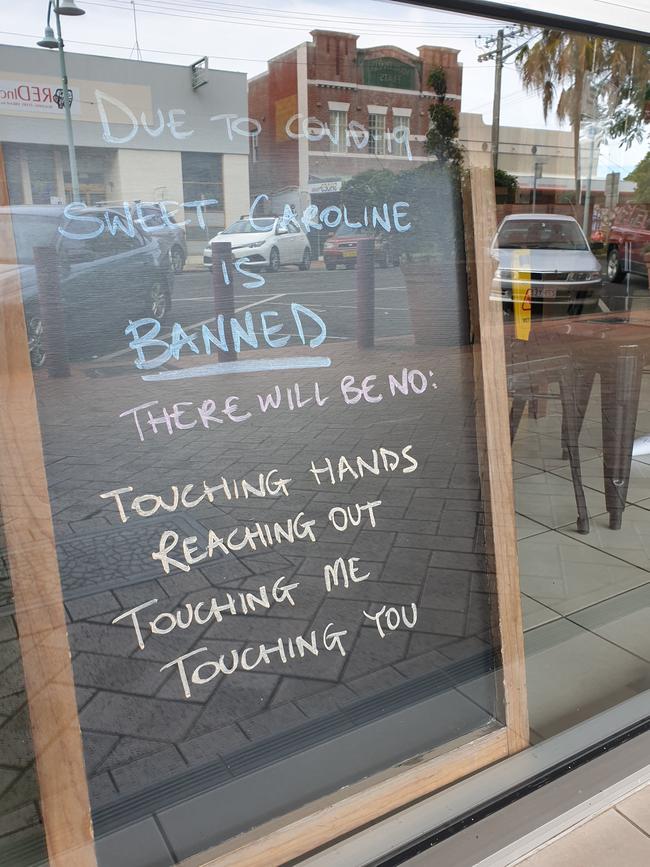 Sweet Caroline sign in downtown Lismore CBD.