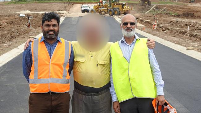 Qartaba Homes directors Kashif Aziz, left, and Wajahat Rana in 2017 at the construction of one of its southwest Sydney projects