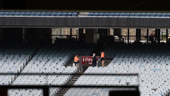 Community transmission occurred at the Carlton-Geelong match on July 10. Photo: Michael Willson/AFL