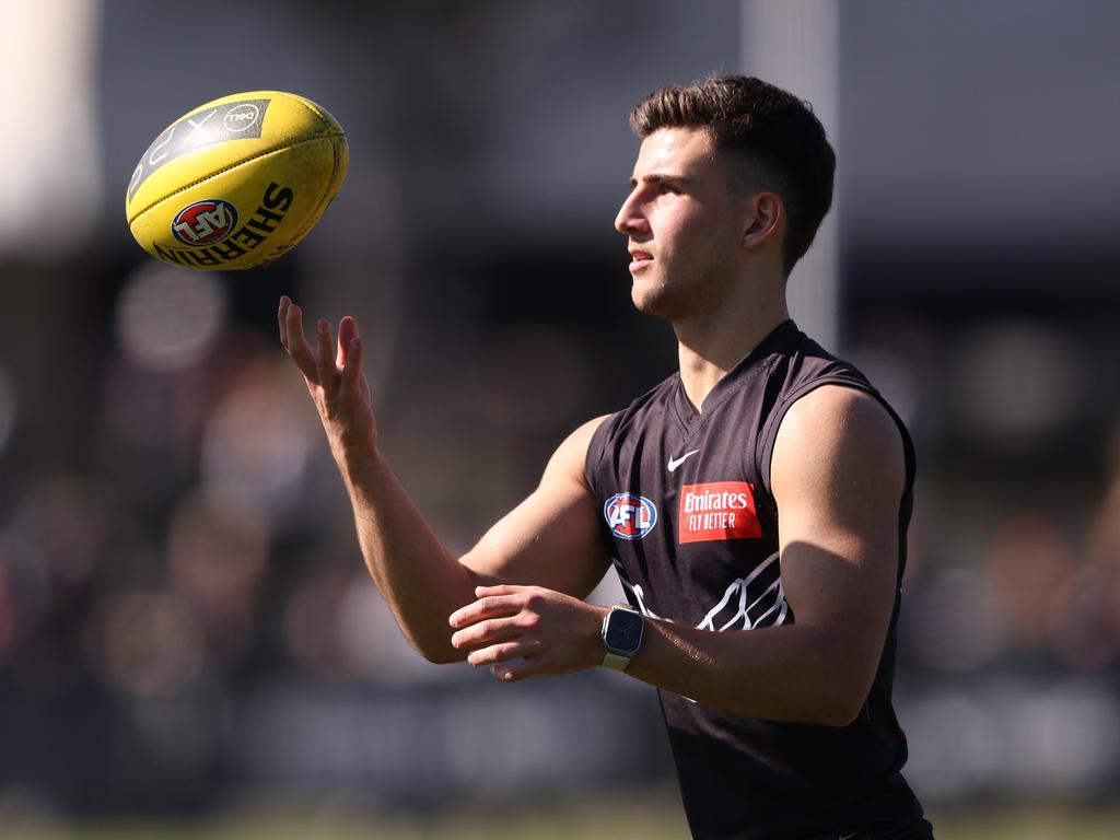 Collingwood fans spirits were lifted when Nick Daicos emerged training strongly before Collingwood’s main session. Picture: Robert Cianflone/Getty Images