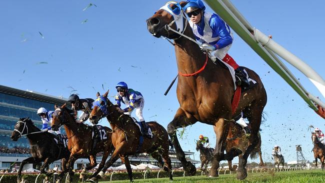 Super Cool (second from right) runs ninth in the Turnbull Stakes at Flemington. Picture: Getty Images