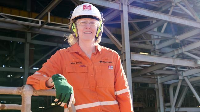 Woodside Energy's CEO Meg O'Neill at the Pluto LNG. Pluto LNG processes gas from the offshore Pluto and Xena gas fields in Western Australia. Picture - Supplied
