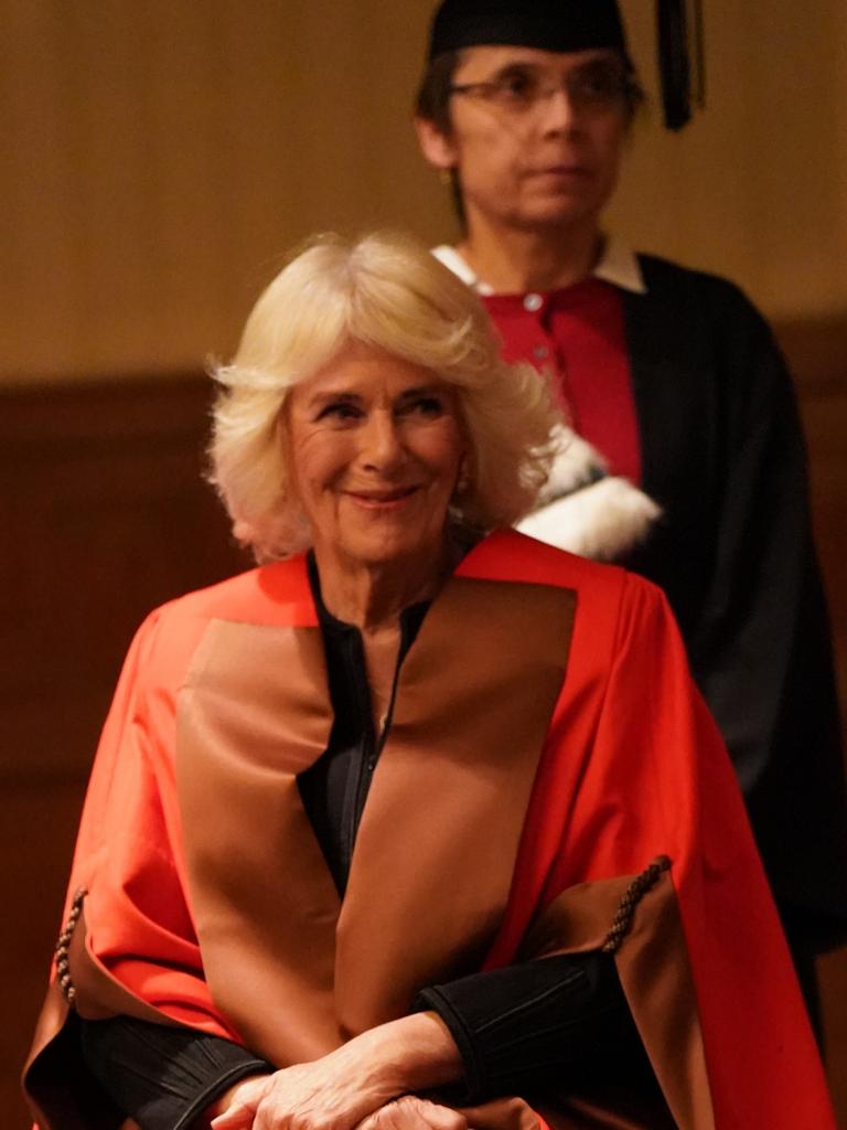 Queen Camilla joins other awardees after being presented with an honorary doctorate. Picture: Arthur Edwards - WPA Pool/Getty Images