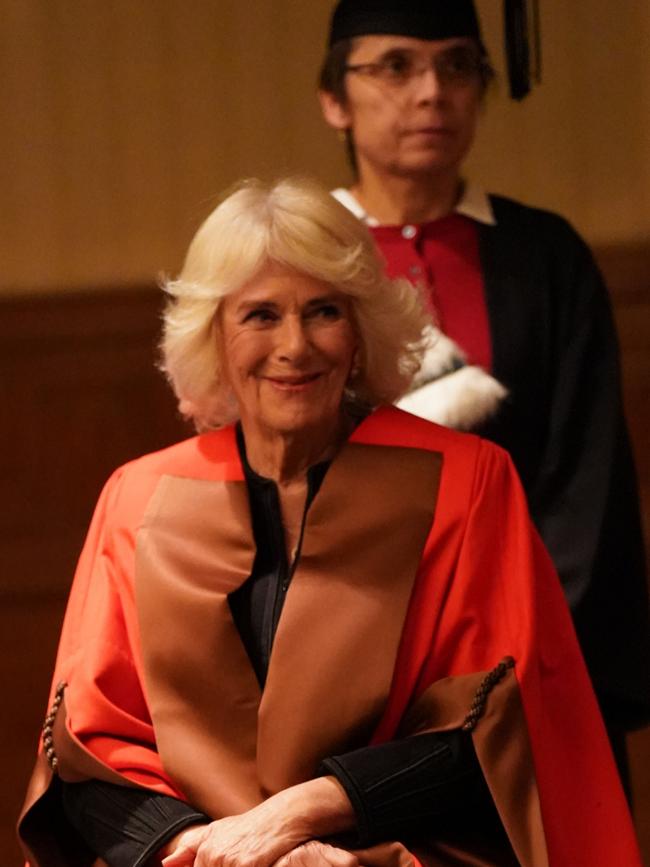 Queen Camilla joins other awardees after being presented with an honorary doctorate. Picture: Arthur Edwards - WPA Pool/Getty Images