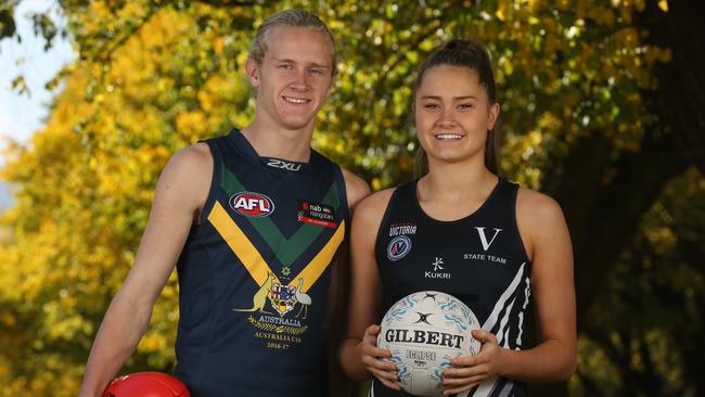 Stephenson with sister and star netballer Tegan. Picture: Stuart Milligan