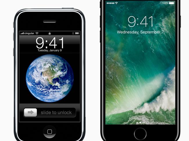 Then and now: the original iPhone and the iPhone 7.