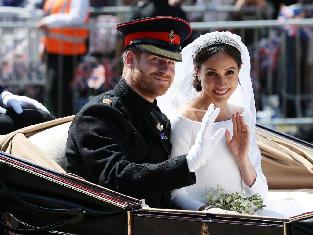 Prince Harry and Meghan Markle on their wedding day in 2018. Picture: Supplied