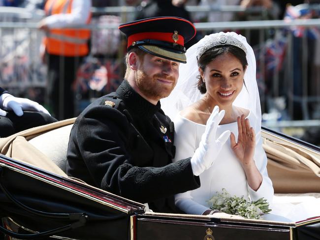 Prince Harry and Meghan Markle on their wedding day in 2018. Picture: Supplied