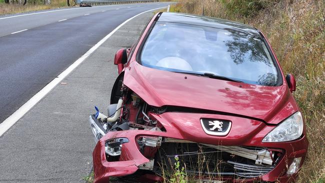 This Peugeot 308 was written off after its female driver hit a large wild boar on Yeppoon to Rockhampton Road, on November 23, 2022.