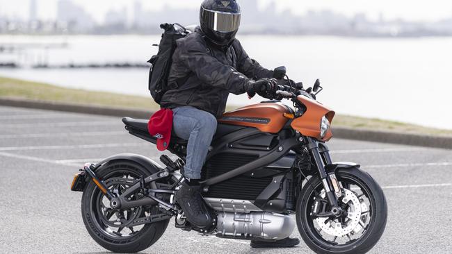 Distinguished Gentleman’s Ride founder Mark Hawwa with the Forcite helmet at the launch of Harley-Davidson’s LiveWire.