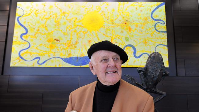 Artist John Olsen inside the Olsen Hotel.