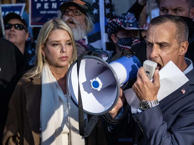 Protests erupted in Philadelphia as votes are counted. Picture: AFP