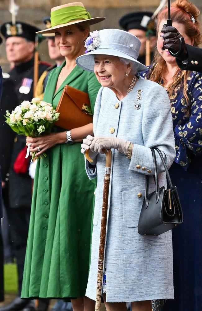 The Queen was beaming during the royal engagement in Edinburgh. Picture Jeff J Mitchell/Getty Images