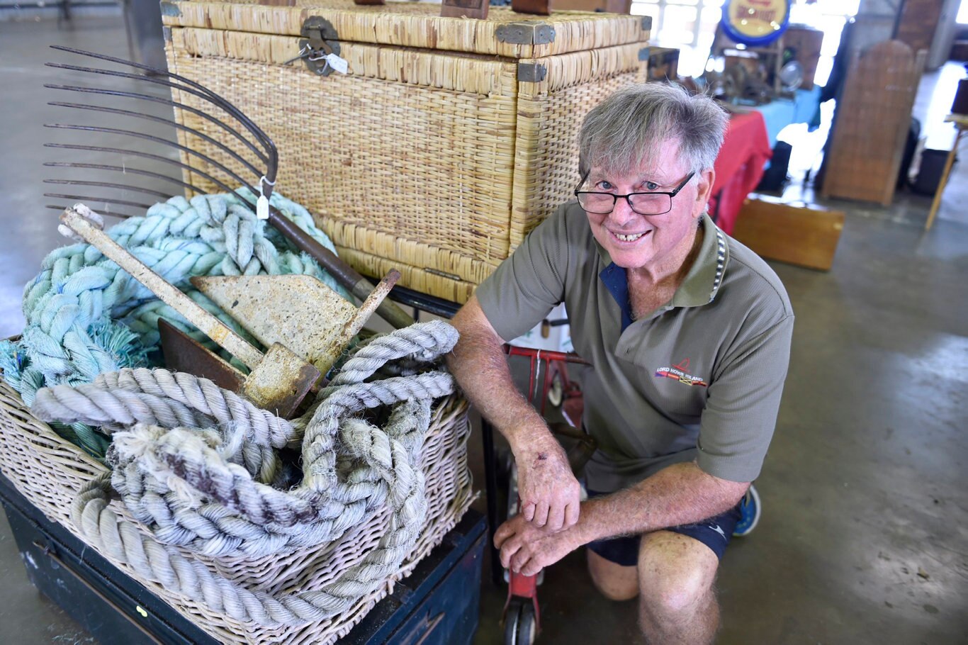 Laurie Foster from Sunshine Coast Antiques and Collectables Club. Stall holders set up for annual Swap Meet at Toowoomba Showgrounds. February 2019. Picture: Bev Lacey