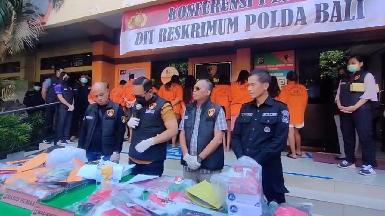 Bali Police holding a press conference on Friday. Picture: NewsCorp