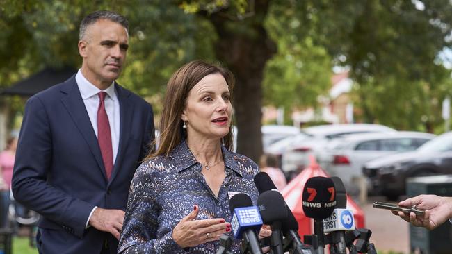 Cressida O'Hanlon talking to the media outside the High Street Cafe in Kensington, ahead of a reduction in electricity pricing, Tuesday, March 19, 2024. Picture: Matt Loxton