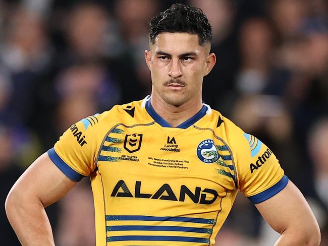 SYDNEY, AUSTRALIA - OCTOBER 02: Dylan Brown of the Eels looks on during the 2022 NRL Grand Final match between the Penrith Panthers and the Parramatta Eels at Accor Stadium on October 02, 2022, in Sydney, Australia. (Photo by Cameron Spencer/Getty Images)